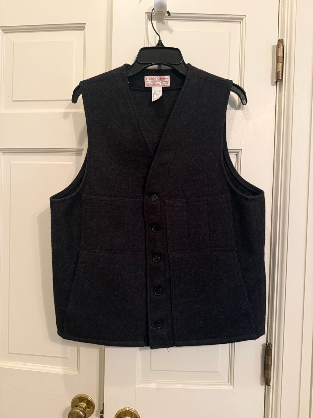 Vintage Filson Style 20 Mackinaw Wool Vest Size 42 Made in USA Black